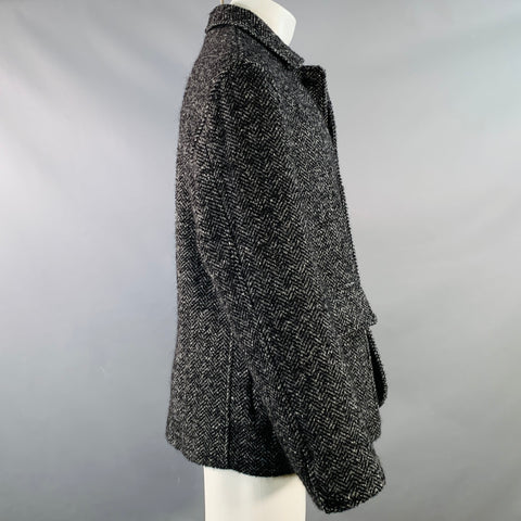 Blouson TODD SNYDER Taille M Gris Noir Chevrons Mélange Laine Vierge