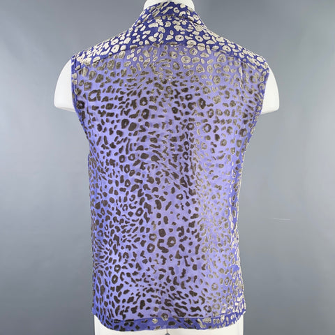 DRIES VAN NOTEN Size 34 Purple Grey Animal Print Button Up Tank Top