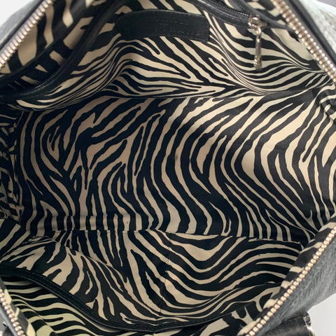 LONGCHAMP x KATE MOSS Black Silver Leather Top Handles Handbag