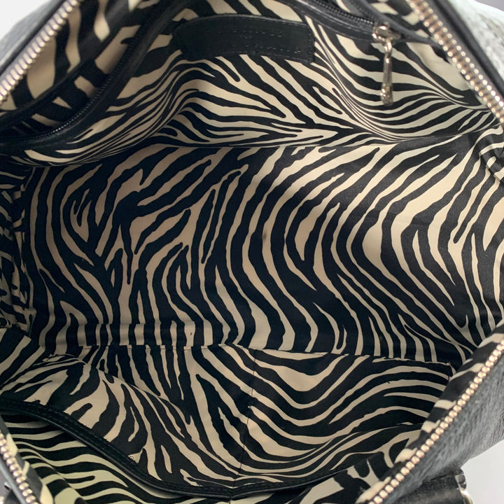 LONGCHAMP x KATE MOSS Black Silver Leather Top Handles Handbag
