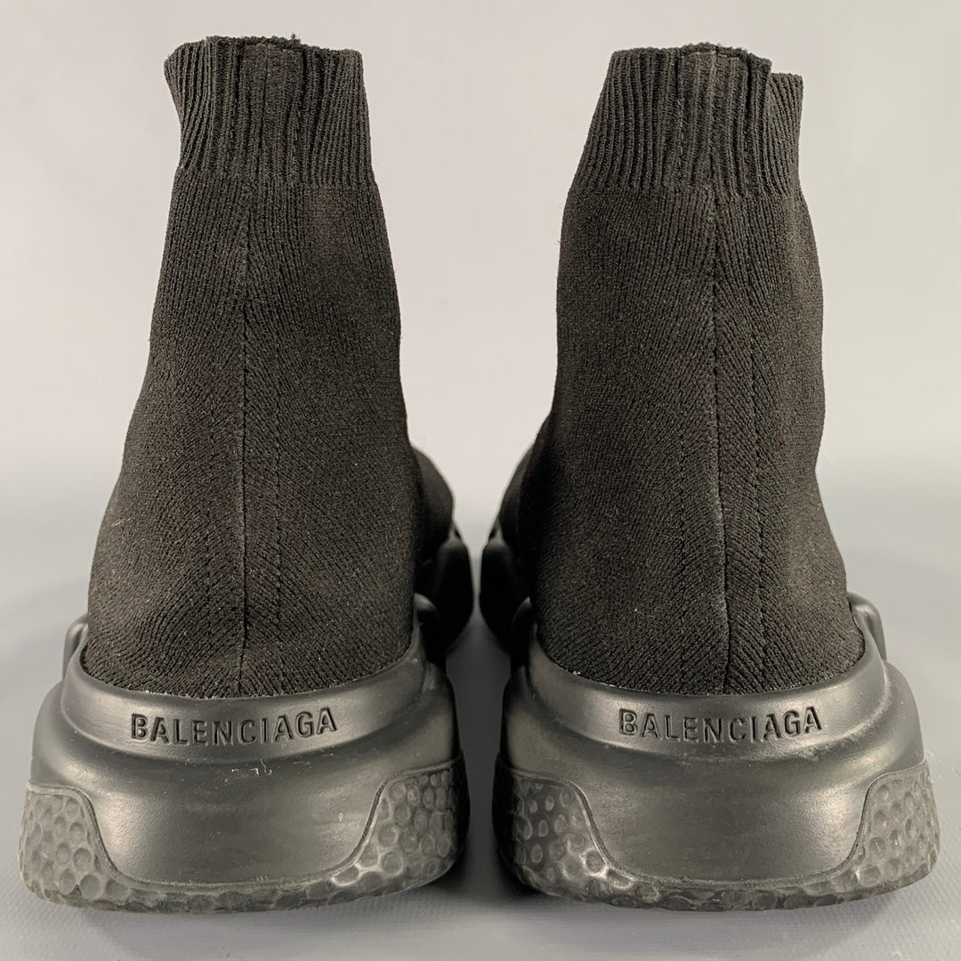 BALENCIAGA Size 10 Speed Stretch Knit Black White Logo Nylon Sock Boots