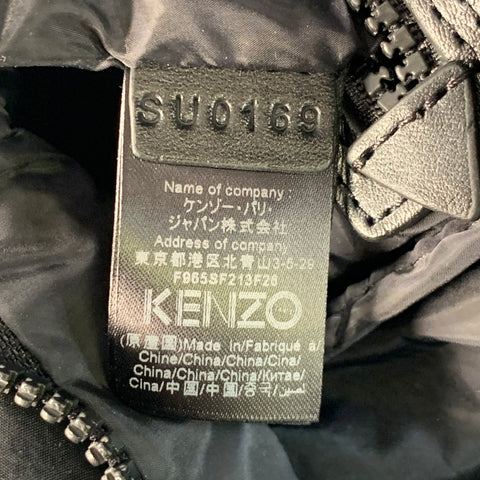 KENZO Black Blue Embroidered Logo Nylon Backpack Bag