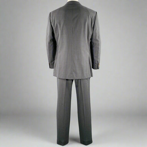 ERMENEGILDO ZEGNA Size 46 Grey Blue Pinstripe Wool Suit