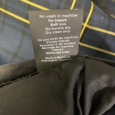 JOSEPH Chest Size 42 Navy Yellow Plaid Cotton Notch Lapel 34 30 Suit
