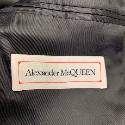 ALEXANDER MCQUEEN Size 38 Black Beaded Wool Peak Lapel Sport Coat