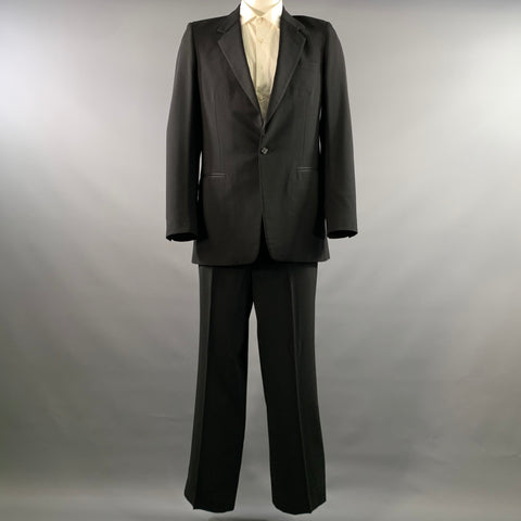 YVES SAINT LAURENT Chest Size 42 Black Solid Notch Lapel 36 31 Tuxedo