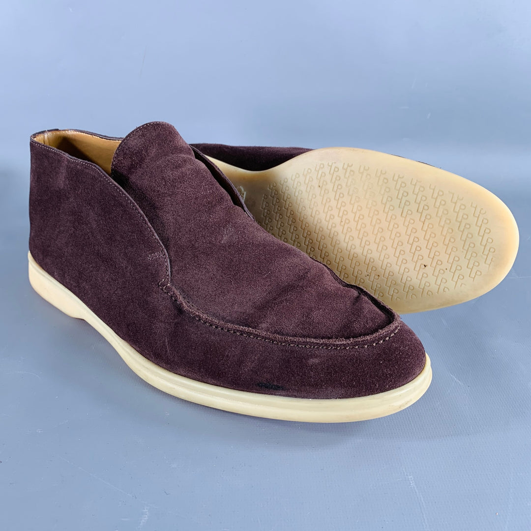 LORO PIANA Size 11.5 Open Walk Brown Suede Rubber Sole Chukka Boots