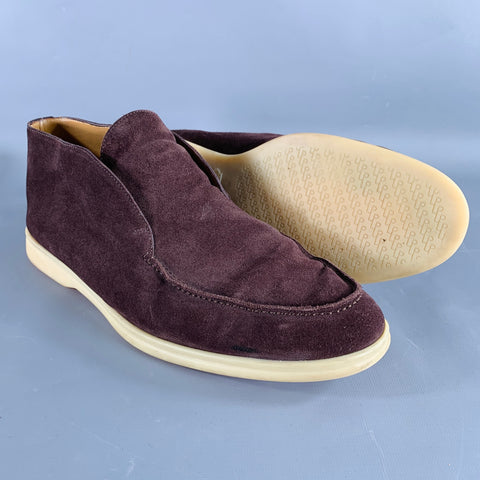 LORO PIANA Size 11.5 Open Walk Brown Suede Rubber Sole Chukka Boots