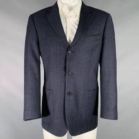 UNITED STATES POLO ASSOCIATION Size 40 Black Navy Wool Houndstooth Sport Coat