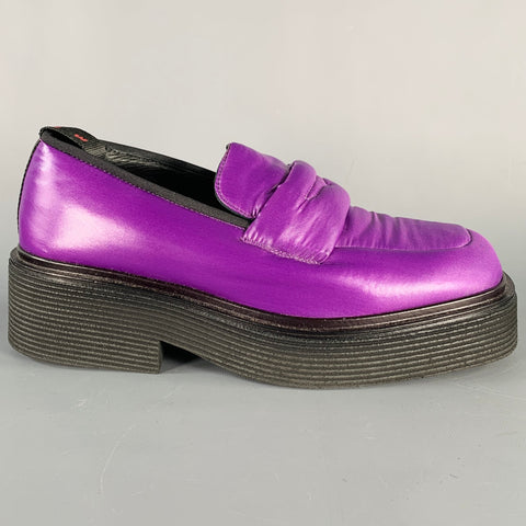 MARNI Size 9 Purple Black Techno Padded Platform Loafer Flats