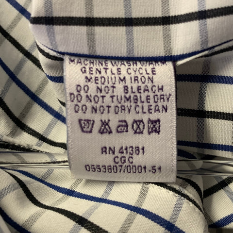 RALPH LAUREN Size XL White Black Blue Check Cotton Long Sleeve Shirt