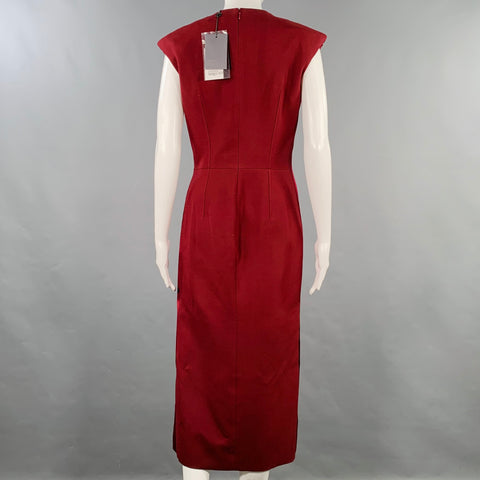 ALEXANDER MCQUEEN Size 6 Burgundy Gold Wool Silk Applique Sleeveless Dress