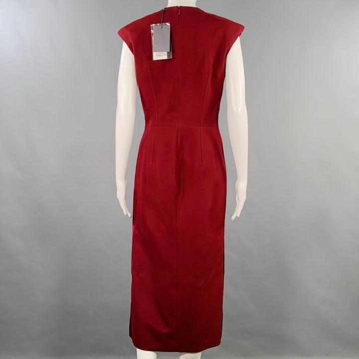 ALEXANDER MCQUEEN Size 6 Burgundy Gold Wool Silk Applique Sleeveless Dress
