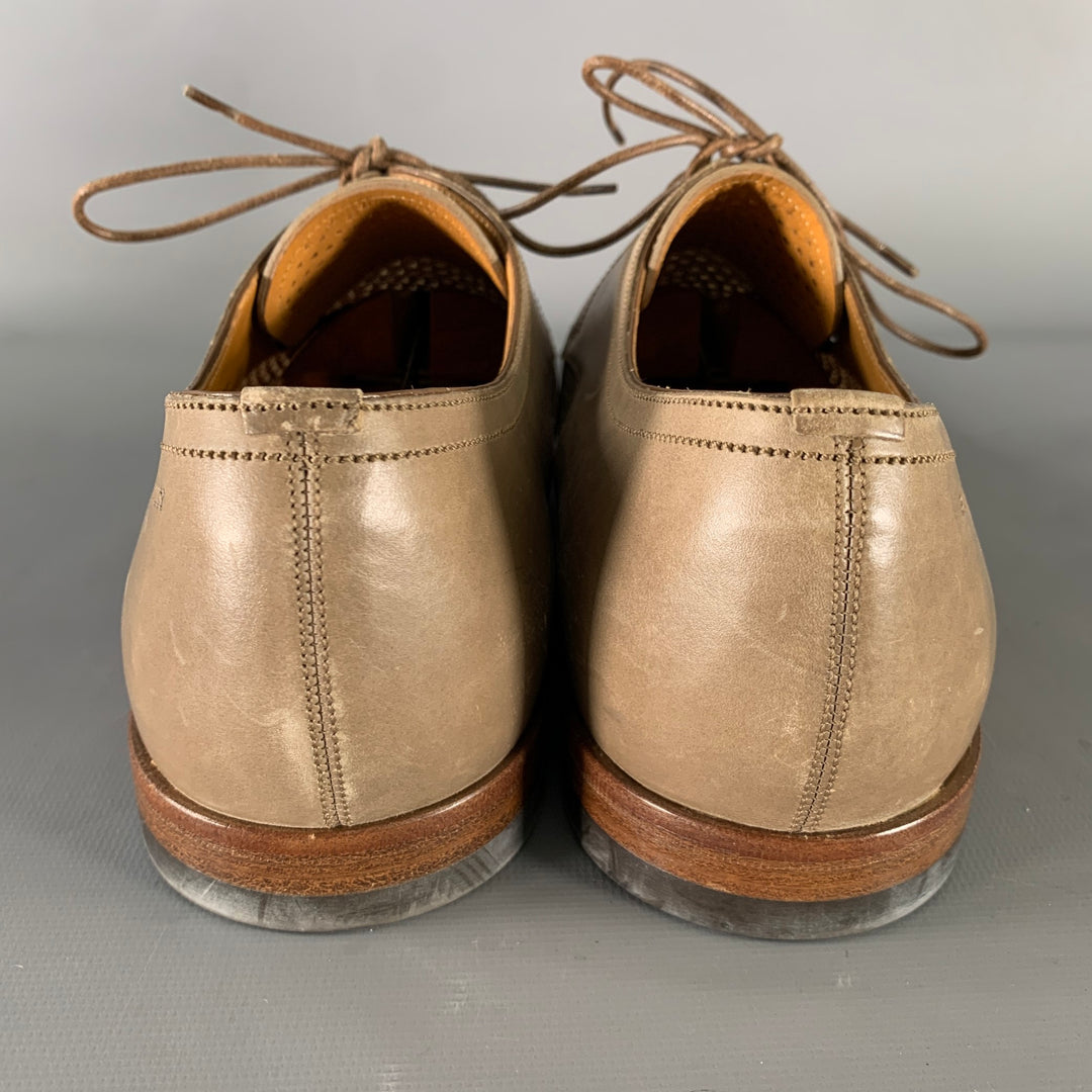 BALLY Size 9 Beige Perforated Leather Cap Toe Lace Up Shoes