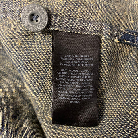 RRL by RALPH LAUREN Size XL Navy Indigo Contrast Stitch Cotton Denim Overshirt