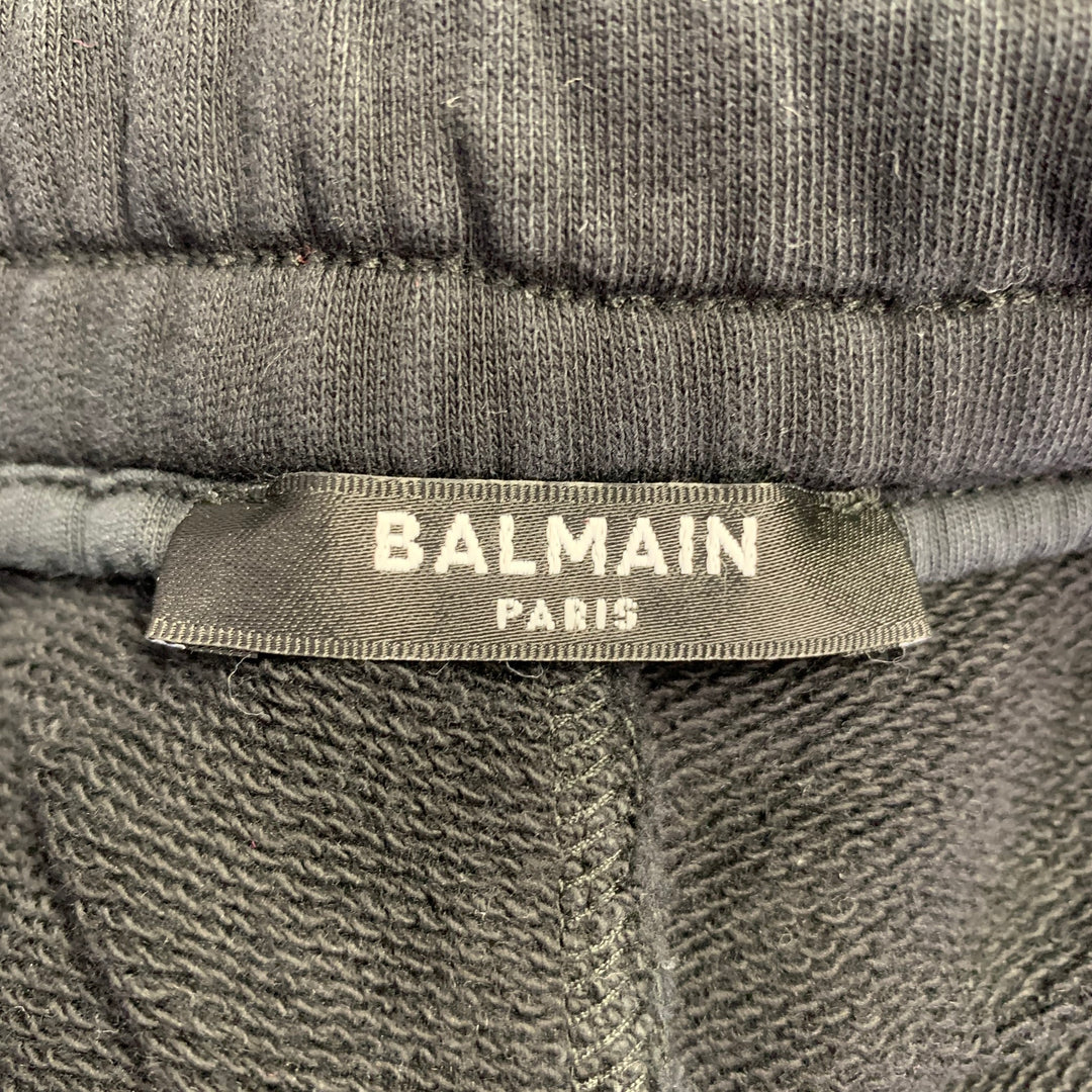 BALMAIN Size XL Black Cargo Zip Pockets Casual Pants