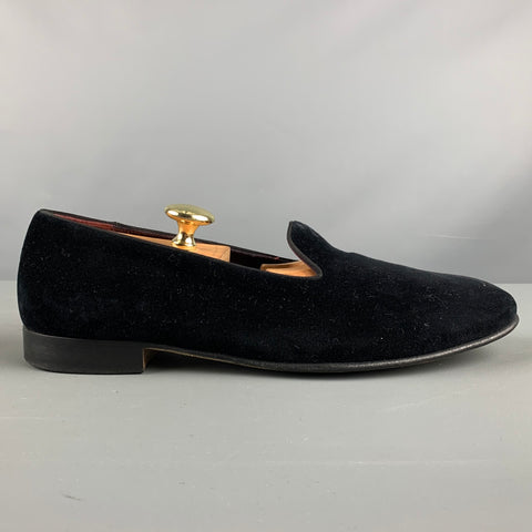 RALPH LAUREN Size 9 Black Textured Velvet Slip On Loafers