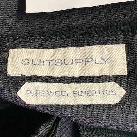 SUITSUPPLY Size 38 Black Wool Flat Front Tapered Tuxedo Dress Pants