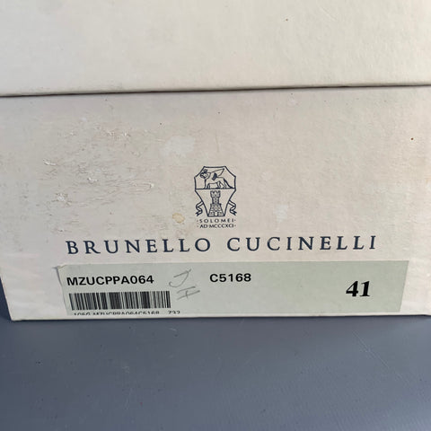 BRUNELLO CUCINELLI Size 8 Black Leather Cap Toe Derby Lace-Up Shoes
