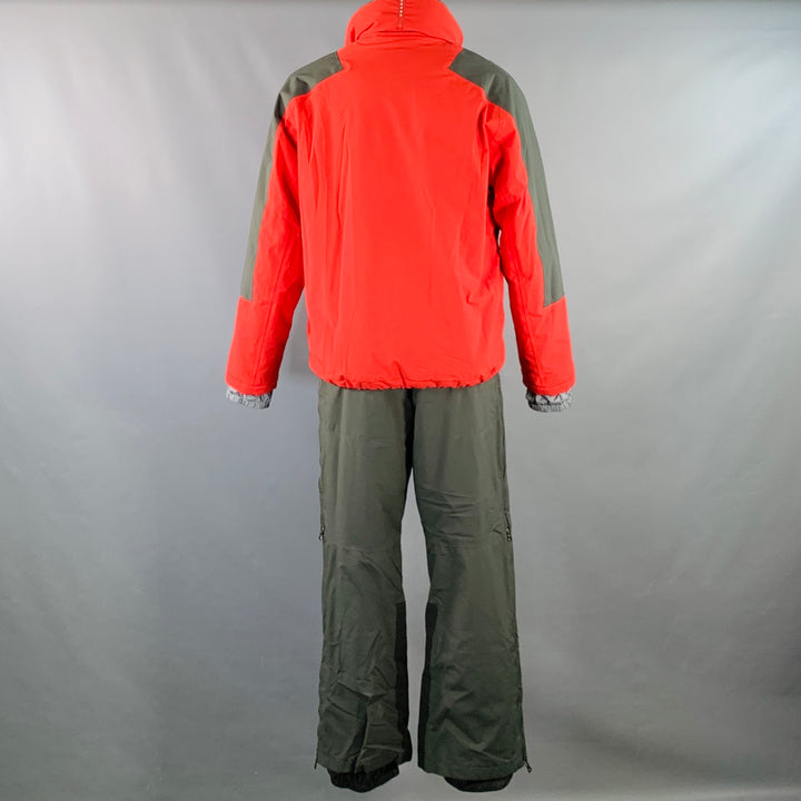 PRADA SPORT Size 40 Red Forest Green Nylon Ski Jacket Pants Set
