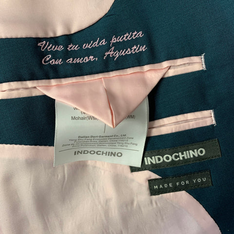 INDOCHINO Chest Size 40 Teal Wool & Mohair 34 30 Suit