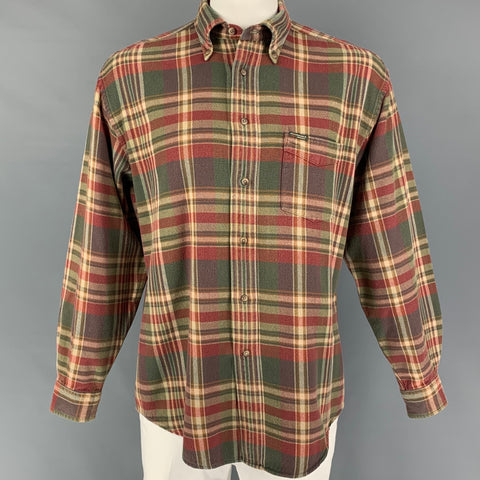 FACONNABLE Size L Multi-Color Plaid Cotton Button Down Long Sleeve Shirt