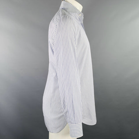 CIFONELLI Size M Navy White Stripe Cotton Spread Collar Long Sleeve Shirt