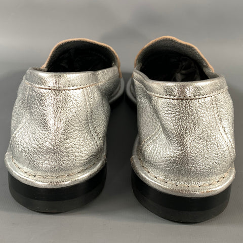 PIERRE HARDY Size 7.5 Silver Metallic Leather Slip On Loafers