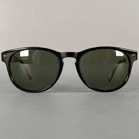 JOHN VARVATOS Black Beige Acetate Full Frame Square Sunglasses