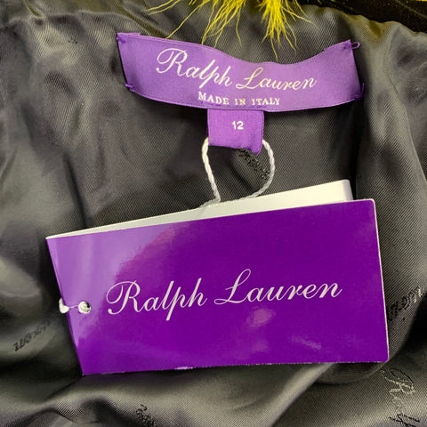 RALPH LAUREN COLLECTION AH19 Taille 44 Robe-manteau en velours noir et jaune