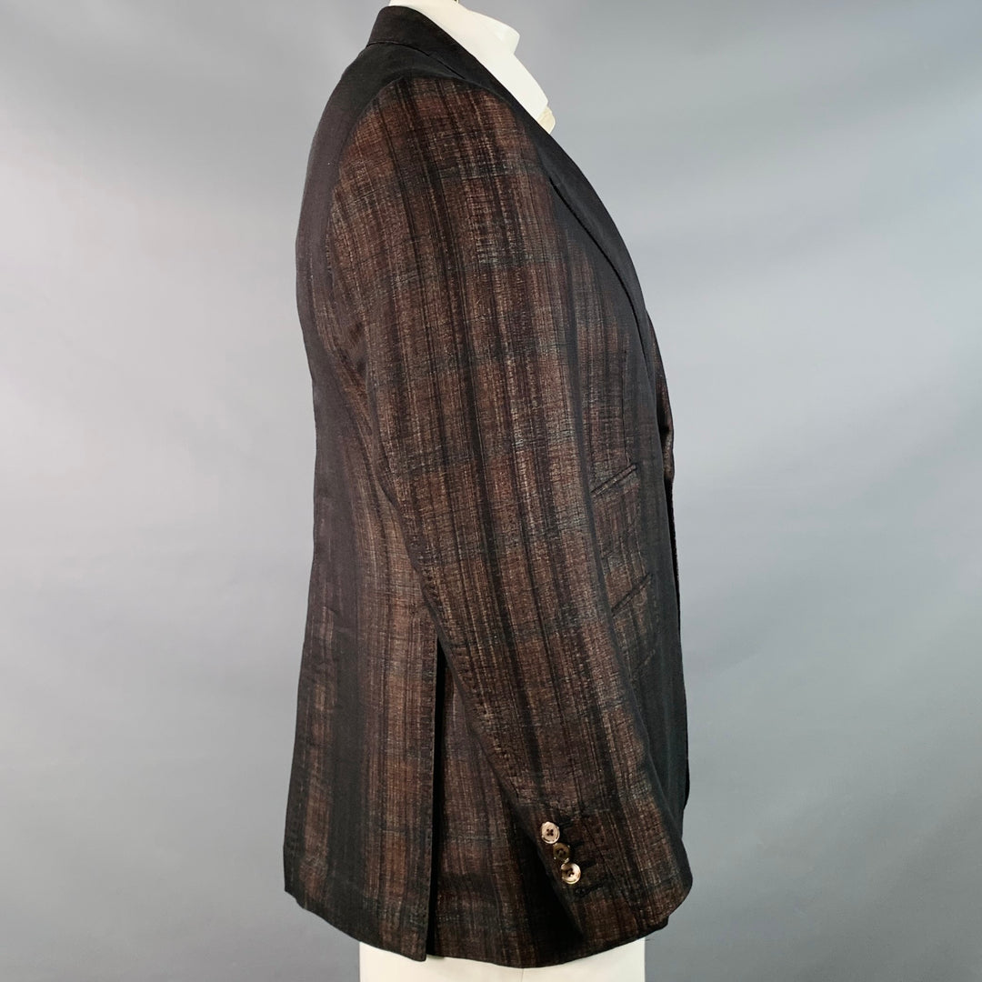 EMANUEL UNGARO Size 44 Regular Brown Metallic Wool Blend Sport Coat