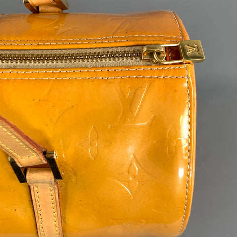 LOUIS VUITTON Yellow Tan TH1928 Monogram Patent Leather Handbag