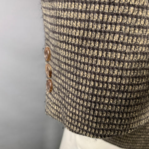 Veste de sport BILLY BLUE en laine à carreaux gris-beige, taille 42, à boutonnage simple
