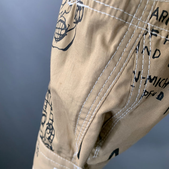 JUNYA WATANABE x BASQUIAT Size M Tan Black Graffiti Cotton Two Pockets Long Sleeve Shirt