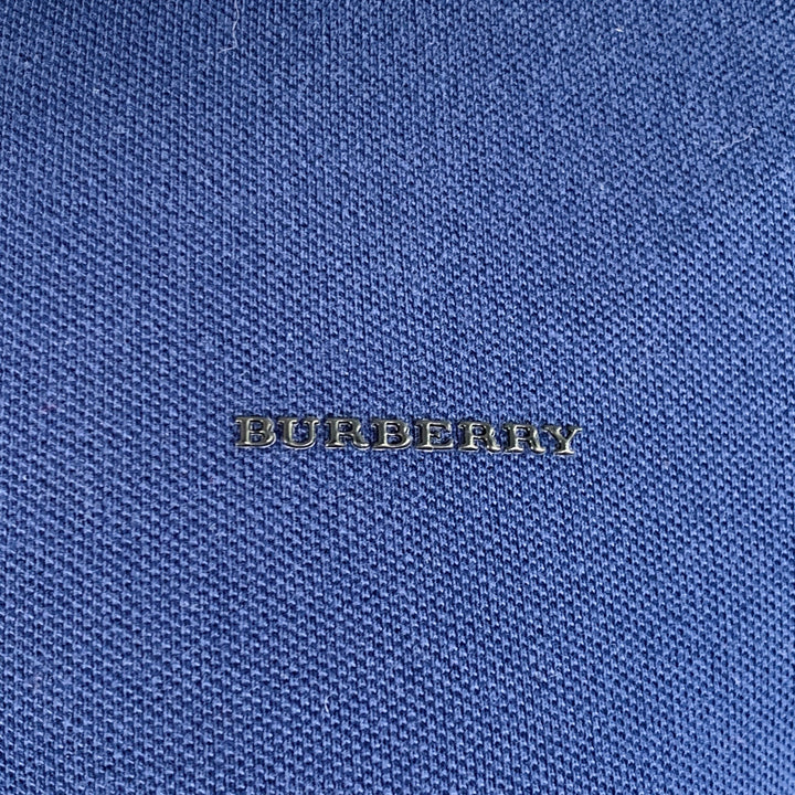 BURBERRY LONDON Size M Blue Olive Contrast Trim Cotton Pique Half Placket Polo
