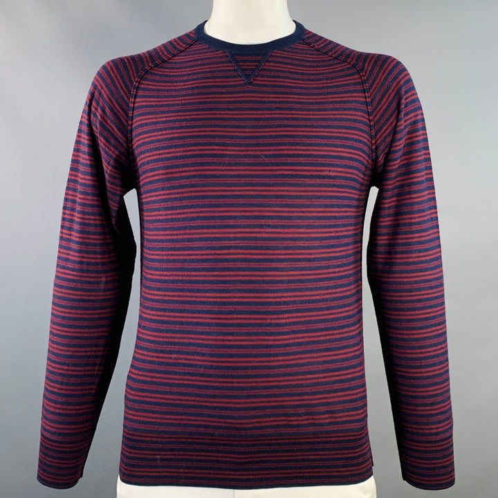 PS by PAUL SMITH Size L Navy Red Stripe Merino Wool Crew Neck Pullover