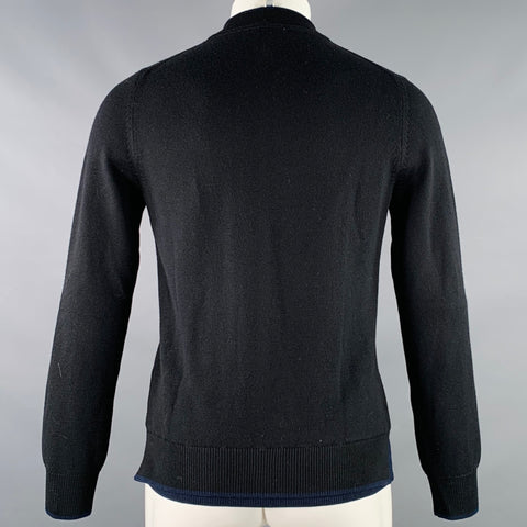 KENZO Size XS Black Navy Knit Wool Zip Up Sweater