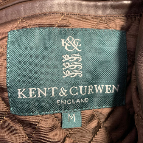 KENT & CURWEN Size M Brown Lambskin Leather Zip Up Jacket