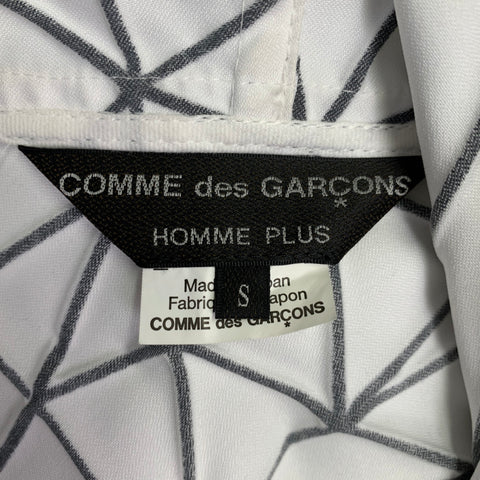 COMME des GARCONS HOMME PLUS 2018 Size S White Black Geometric Deconstructed Hoodie Jacket