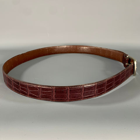 NO BRAND Brown Burgundy Alligator Embossed Leather Belt