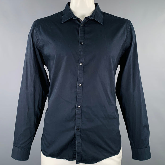 CALVIN KLEIN Size L Black Cotton Button Up Long Sleeve Shirt