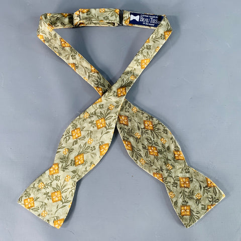 BEAU TIES LTD. Gold Sage Floral Bow Tie