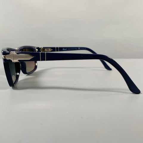PERSOL Blue Silver Acetate Rectangle Sunglasses