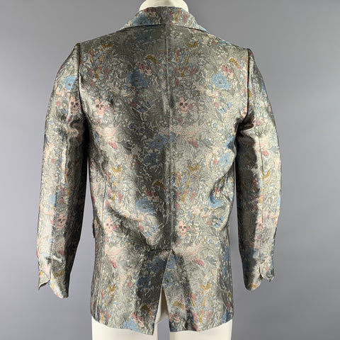 ZADIG & VOLTAIRE Chest Size 34 Silver Blue Pink Jacquard Peak Lapel Sport Coat