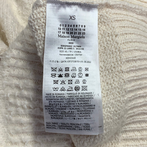 MAISON MARGIELA Size XS Cream Cotton Polyamide Shaggy Knit Cardigan