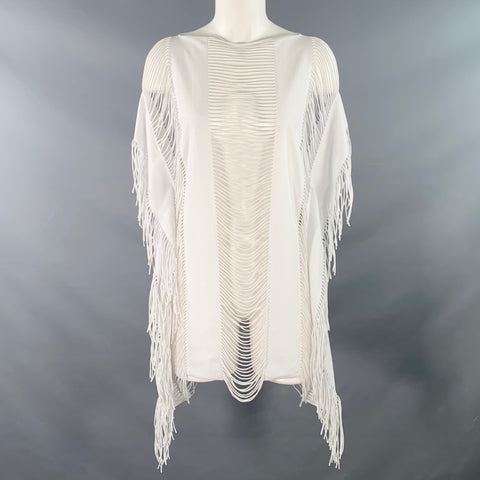PILYQ Size M Monique White Polyamide Blend Fringe Sleeveless Casual Top