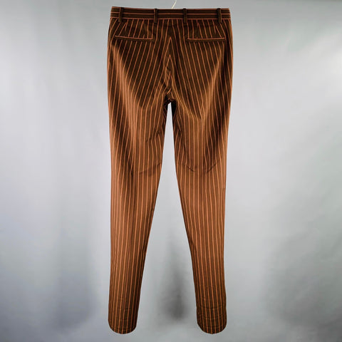 GIVENCHY FW16 Size 30 Brown Orange Stripe Wool Zip Casual Pants