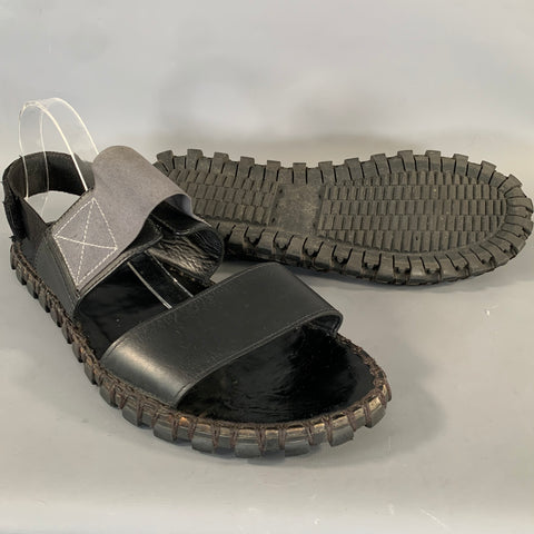 VALENTINO GARAVANI SS2015 Size 13 Black TL946Y2 Leather Strap Sandals
