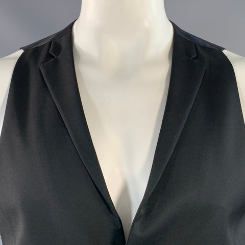 ROMEO GIGLI Gilet en serge de laine vierge noir à revers cranté Taille 42