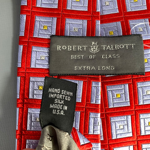 ROBERT TALBOTT Red light blue yellow Geometric Silk Tie